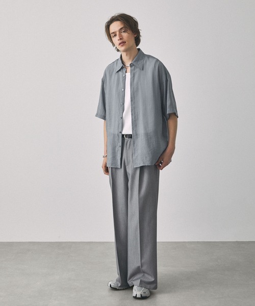EMMA CLOTHES(エマクローズ)の「シアーS/Sルーズシャツ EMMA CLOTHES(シャツ/ブラウス・メンズ・ブラウン/ブラック/グレイッシュブルー/ライトベージュ/ネイビー・L/M)」の19枚目の写真