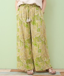 Rico エコフレンドリーダイ ブロックプリントリーフフラワーパンツ