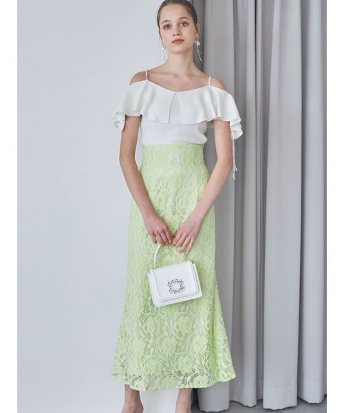 MERCURYDUO（マーキュリーデュオ）の「カラーレースバックシャンスカート（スカート・レディース・オフホワイト/イエロー・SMALL/MEDIUM）」の4枚目の写真