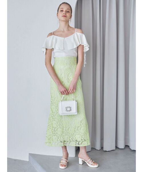 MERCURYDUO（マーキュリーデュオ）の「カラーレースバックシャンスカート（スカート・レディース・オフホワイト/イエロー・SMALL/MEDIUM）」の5枚目の写真