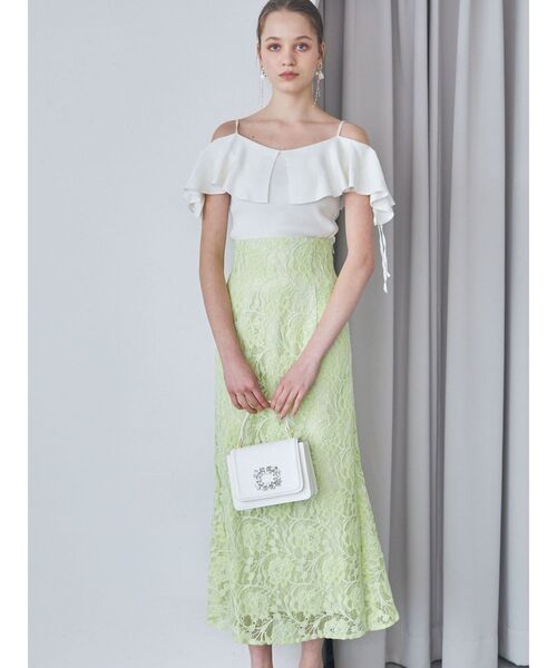 MERCURYDUO（マーキュリーデュオ）の「カラーレースバックシャンスカート（スカート・レディース・オフホワイト/イエロー・SMALL/MEDIUM）」の6枚目の写真