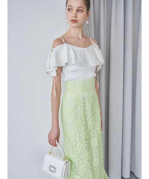 MERCURYDUO（マーキュリーデュオ）の「カラーレースバックシャンスカート（スカート・レディース・オフホワイト/イエロー・SMALL/MEDIUM）」の7枚目の写真