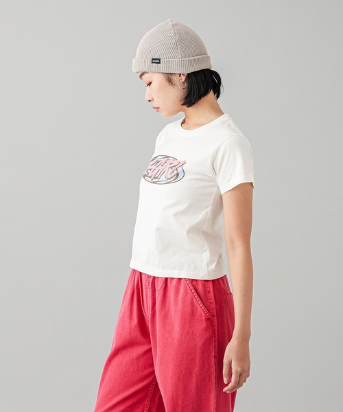 X-girl(エックスガール)の「GALAXY LOGO S/S BABY TEE(Tシャツ/カットソー・レディース・ブラック/オリーブ/ホワイト・S/M)」の4枚目の写真