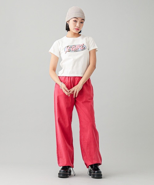 X-girl(エックスガール)の「GALAXY LOGO S/S BABY TEE(Tシャツ/カットソー・レディース・ブラック/オリーブ/ホワイト・S/M)」の5枚目の写真