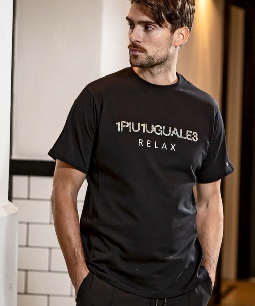 1PIU1UGUALE3 RELAX(ウノピゥウノウグァーレトレ リラックス)ビーズロゴ半袖Tシャツ（Tシャツ/カットソー）｜1PIU1UGUALE3 RELAX （ウノピゥウノウグァーレトレ リラックス）