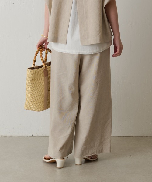 BEARDSLEY ウエストリブリネンパンツ 25SS新品 BEARDSLEY（ビアズリー）の「《ビアズリー》ウエストリブリネンパンツ