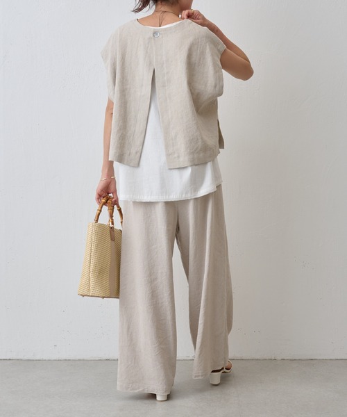 BEARDSLEY（ビアズリー）の「《セットアップ対応》ウエストリブリネンパンツ（その他パンツ・レディース・ブラック/ベージュ/カーキ・S/L/M）」の9枚目の写真