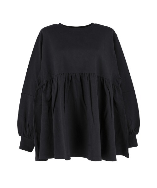 ミニ裏毛切り替えギャザートップス（スウェット）｜coca（coca）（コカ