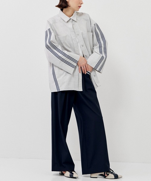 CITY TOKYO(シティトウキョウ)の「リネンライクオーバーシャツ(シャツ/ブラウス・レディース・ダークグレー/ライトグレー・FREE)」の19枚目の写真