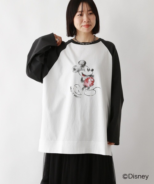LEPSIM(レプシィム)の「MICKEY/ラグランロンT 109014(Tシャツ/カットソー・レディース・ブラック/ネイビー/ベージュ・FREE)」の7枚目の写真