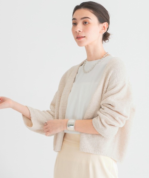 URBAN RESEARCH(アーバンリサーチ)の「ラメブークレカーディガン(カーディガン/ボレロ・レディース・アイボリー/ブラック/レッド・FREE)」の2枚目の写真