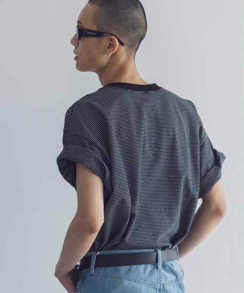 BEAUTY&YOUTH UNITED ARROWS(ビューティーアンドユースユナイテッドアローズ)の「<VATANLOOP × monkey time> オーガニック ボーダー Tシャツ(Tシャツ/カットソー・メンズ・ライトグレー/ダークグリーン/ブラック・XL/L/M/S)」の4枚目の写真