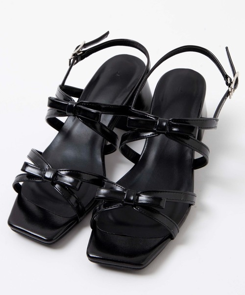 WEGO(ウィゴー)の「WEGO/リボンヒールサンダル(サンダル・レディース・ライトピンク/ブラック/シルバー・MEDIUM/LARGE)」の11枚目の写真