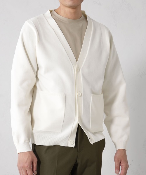 FOUND GOOD（ファウンドグッド）の「ポリガラニットカーデ（カーディガン/ボレロ・メンズ・ネイビー/ベージュ/グリーン系4/ホワイト系5・S/M/L/XL）」の6枚目の写真