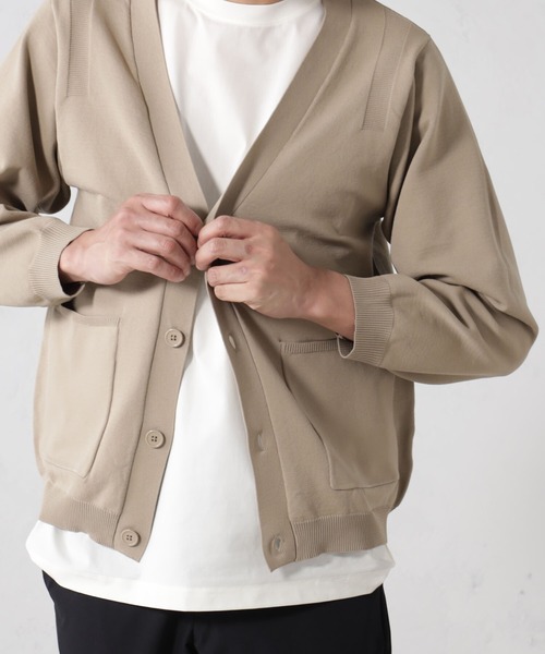 FOUND GOOD（ファウンドグッド）の「ポリガラニットカーデ（カーディガン/ボレロ・メンズ・ネイビー/ベージュ/グリーン系4/ホワイト系5・S/M/L/XL）」の12枚目の写真