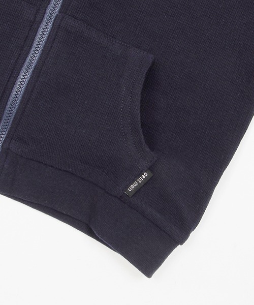 petit main(プティマイン)の「【UVカット・接触冷感】ワッフルパーカー(パーカー・キッズ・ネイビー/ライトグリーン/オフホワイト・110cm/100cm/90cm/80cm/130cm/120cm)」の9枚目の写真