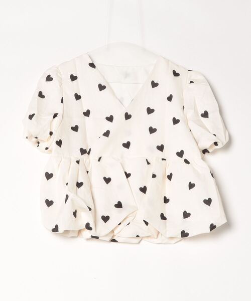 gossip！ロサンゼルス（ゴシップロサンゼルス）の「Vネック ハート柄パフスリーブトップス（シャツ/ブラウス・レディース・ベージュ・FREE）」の10枚目の写真