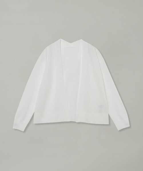ブルーレーベルクレストブリッジ BLUE LABEL CRESTBRIDGE 25SS シアーニットボタンレスカーディガン 長袖 38 ホワイト レディース 美人百花コラボ】ショートカーディガン（ニットウェア）｜BLUE