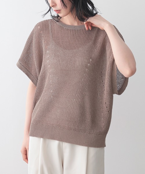 for/c（フォーシー）の「[新色追加]フレンチスリーブニットプルオーバー【サスティナブル】（ニット/セーター・レディース・アイボリー/チャコール/モカ/ネイビー/レッド・M/L/LL）」の6枚目の写真