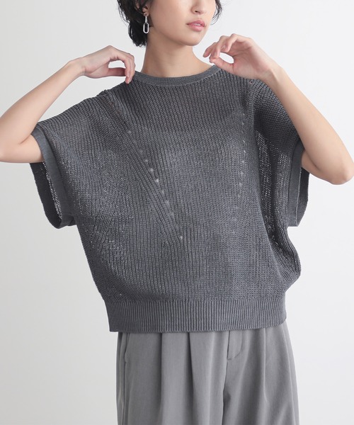 for/c（フォーシー）の「[新色追加]フレンチスリーブニットプルオーバー【サスティナブル】（ニット/セーター・レディース・アイボリー/チャコール/モカ/ネイビー/レッド・M/L/LL）」の11枚目の写真