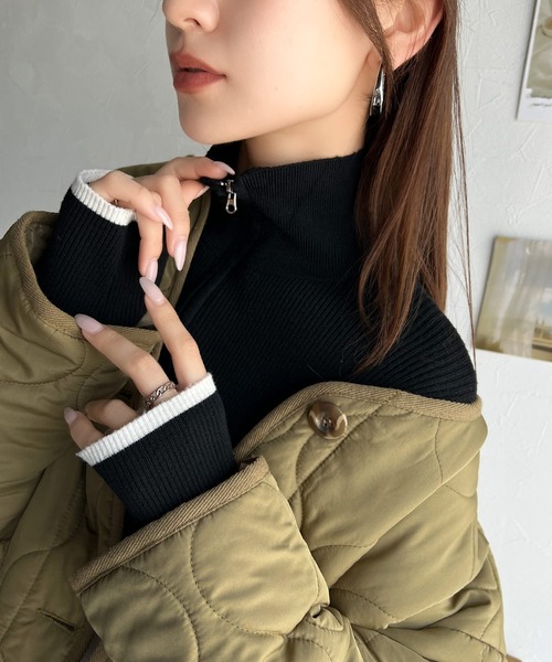 classicalelf（クラシカルエルフ）の「抜け感がかわいい万能ニット。ハーフジップリブニットプルオーバー（ニット/セーター・レディース・ホワイト系その他/グレー/ブラック系その他/アイボリー/ブラック・X-LARGE/SMALL/MEDIUM/LARGE）」の21枚目の写真