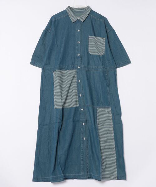 go slow caravan(ゴースローキャラバン)の「mililopiulu/ミリロピュール リミックスデニムワンピース(シャツワンピース・レディース・ネイビー・FREE)」の1枚目の写真