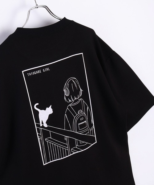 WESTSEA（ウエストシー）の「接触冷感 TASOGAREガール & キャット ネコ クールポンチ 半袖Tシャツ（Tシャツ/カットソー・メンズ・ブラック系その他/ホワイト系その他2/ブラック/グレイッシュベージュ/ブラック系その他2/ホワイト/ホワイト系その他/ベージュ系その他/ベージュ系その他2・M/L）」の6枚目の写真