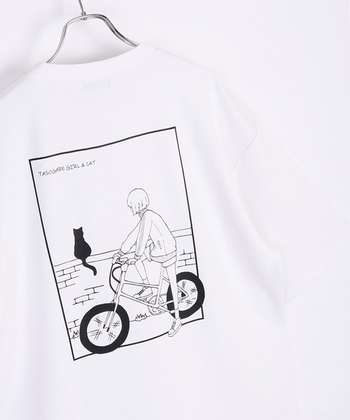 WESTSEA（ウエストシー）の「接触冷感 TASOGAREガール & キャット ネコ クールポンチ 半袖Tシャツ（Tシャツ/カットソー・メンズ・ブラック系その他/ホワイト系その他2/ブラック/グレイッシュベージュ/ブラック系その他2/ホワイト/ホワイト系その他/ベージュ系その他/ベージュ系その他2・M/L）」の2枚目の写真