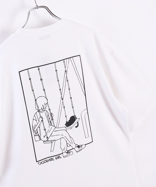 WESTSEA（ウエストシー）の「接触冷感 TASOGAREガール & キャット ネコ クールポンチ 半袖Tシャツ（Tシャツ/カットソー・メンズ・ブラック系その他/ホワイト系その他2/ブラック/グレイッシュベージュ/ブラック系その他2/ホワイト/ホワイト系その他/ベージュ系その他/ベージュ系その他2・M/L）」の4枚目の写真