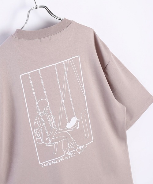 WESTSEA（ウエストシー）の「接触冷感 TASOGAREガール & キャット ネコ クールポンチ 半袖Tシャツ（Tシャツ/カットソー・メンズ・ブラック系その他/ホワイト系その他2/ブラック/グレイッシュベージュ/ブラック系その他2/ホワイト/ホワイト系その他/ベージュ系その他/ベージュ系その他2・M/L）」の9枚目の写真