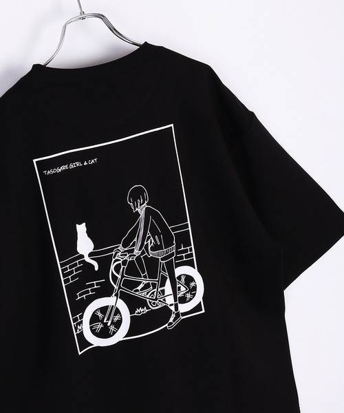 WESTSEA（ウエストシー）の「接触冷感 TASOGAREガール & キャット ネコ クールポンチ 半袖Tシャツ（Tシャツ/カットソー・メンズ・ブラック系その他/ホワイト系その他2/ブラック/グレイッシュベージュ/ブラック系その他2/ホワイト/ホワイト系その他/ベージュ系その他/ベージュ系その他2・M/L）」の5枚目の写真