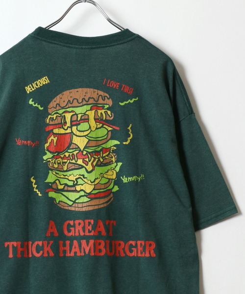 MARUKAWA(マルカワ)の「スノーウォッシュ加工 ビンテージライク レトロ ベア ハンバーガー バックプリント オーバーサイズ半袖Tシャツ レディース メンズ(Tシャツ/カットソー・レディース・ネイビー/ブラック/グリーン系その他/ブルー系その他/グリーン/ブラック系その他/グレー系その他/チャコール・M/L/LL)」の6枚目の写真