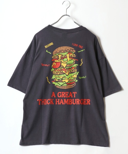 MARUKAWA(マルカワ)の「スノーウォッシュ加工 ビンテージライク レトロ ベア ハンバーガー バックプリント オーバーサイズ半袖Tシャツ レディース メンズ(Tシャツ/カットソー・レディース・ネイビー/ブラック/グリーン系その他/ブルー系その他/グリーン/ブラック系その他/グレー系その他/チャコール・M/L/LL)」の17枚目の写真