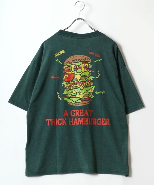 MARUKAWA(マルカワ)の「スノーウォッシュ加工 ビンテージライク レトロ ベア ハンバーガー バックプリント オーバーサイズ半袖Tシャツ レディース メンズ(Tシャツ/カットソー・レディース・ネイビー/ブラック/グリーン系その他/ブルー系その他/グリーン/ブラック系その他/グレー系その他/チャコール・M/L/LL)」の15枚目の写真