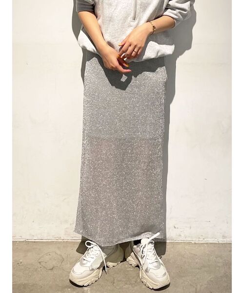 LAGUNAMOON（ラグナムーン）の「ラメカットソーナロースカート（スカート・レディース・ゴールド/シルバー・SMALL/MEDIUM）」の5枚目の写真