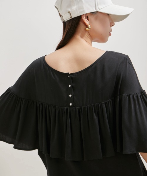 VIS（ビス）の「【前後2WAY】ラッフルブラウス（シャツ/ブラウス・レディース・オフホワイト/ブラック/ライトグリーン・FREE）」の12枚目の写真