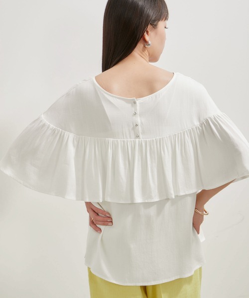 VIS（ビス）の「【前後2WAY】ラッフルブラウス（シャツ/ブラウス・レディース・オフホワイト/ブラック/ライトグリーン・FREE）」の22枚目の写真