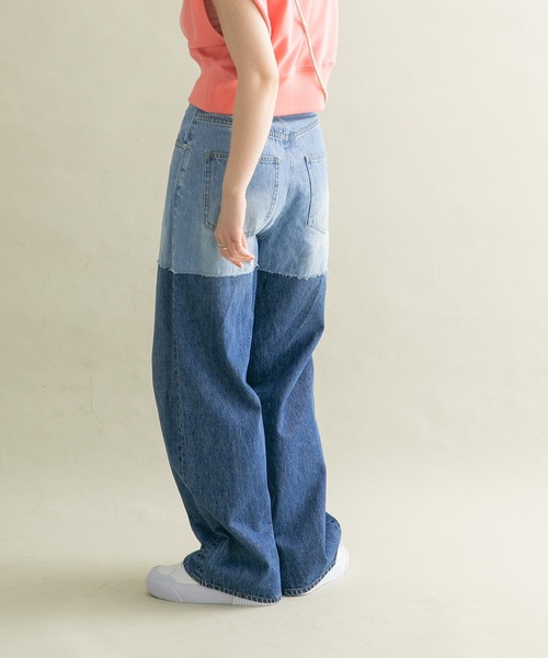 KBF(ケイビーエフ)の「『3サイズ展開』リメイクスイッチングデニム(デニムパンツ・レディース・ブルー/ライトブルー・34/36/38)」の10枚目の写真