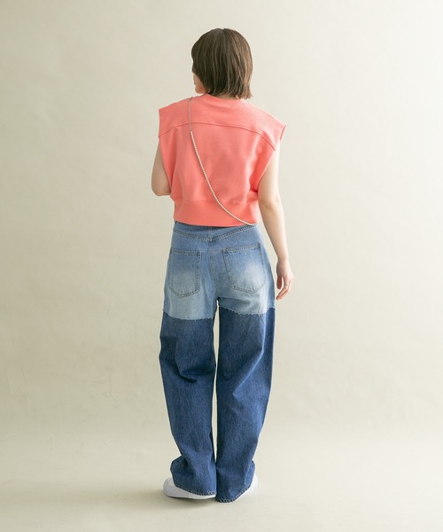 KBF(ケイビーエフ)の「『3サイズ展開』リメイクスイッチングデニム(デニムパンツ・レディース・ブルー/ライトブルー・34/36/38)」の14枚目の写真