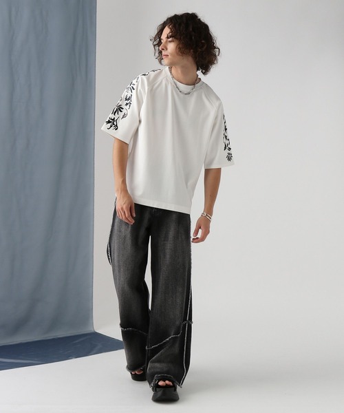 HARE（ハレ）の「SLEEVEシシュウカットソー(HARE)（Tシャツ/カットソー・メンズ・ブラック/ホワイト/ブルー・SMALL/MEDIUM）」の9枚目の写真