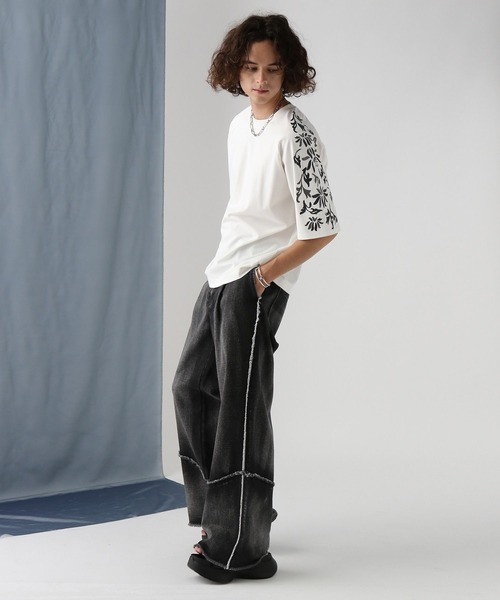 HARE（ハレ）の「SLEEVEシシュウカットソー(HARE)（Tシャツ/カットソー・メンズ・ブラック/ホワイト/ブルー・SMALL/MEDIUM）」の8枚目の写真