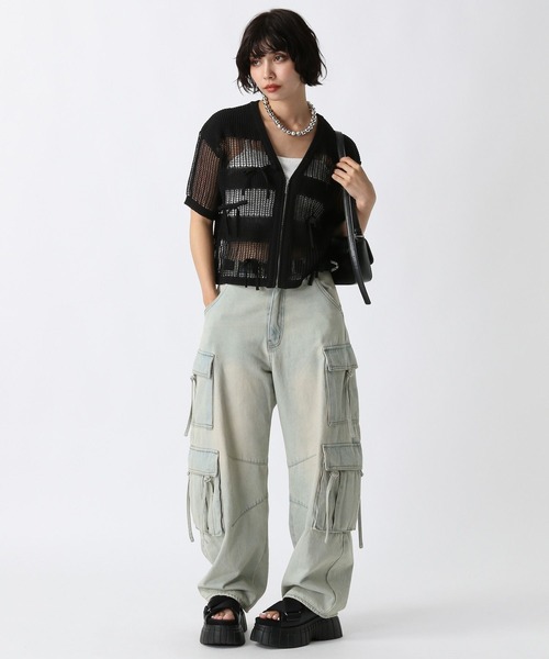 PAGEBOY（ページボーイ）の「メッシュリボンカーディガン（Tシャツ/カットソー・レディース・ブラック/ダークグリーン/オフホワイト・FREE）」の9枚目の写真