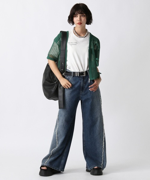 PAGEBOY（ページボーイ）の「メッシュリボンカーディガン（Tシャツ/カットソー・レディース・ブラック/ダークグリーン/オフホワイト・FREE）」の14枚目の写真