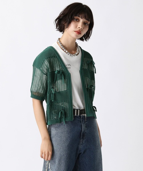12345 メッシュカーディガン　メッシュトップス　ショートパンツ PAGEBOY カーディガン ZIPメッシュカーディガン レディース