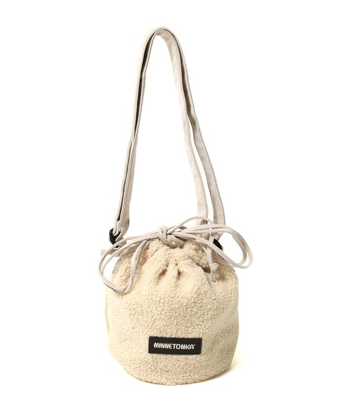 JUGLANS(ユグランス)の「【MINNETONKA】BOA PURSE BAG/ボア巾着バック(ショルダーバッグ・メンズ・ブラウン/アイボリー/グレー・FREE)」の9枚目の写真
