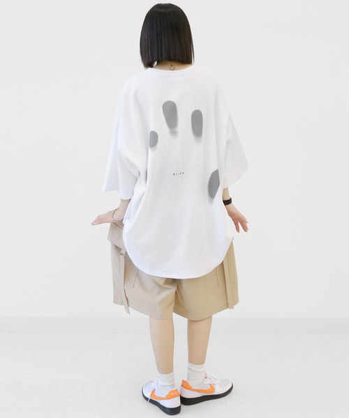 minsobi（ミンソビ）の「フィンガープリントTビッグシルエットT半袖 ユニセックストップス Tシャツワンピース（Tシャツ/カットソー・メンズ・ホワイト/ブラック・FREE）」の15枚目の写真