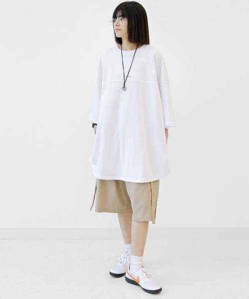 minsobi（ミンソビ）の「フィンガープリントTビッグシルエットT半袖 ユニセックストップス Tシャツワンピース（Tシャツ/カットソー・メンズ・ホワイト/ブラック・FREE）」の13枚目の写真