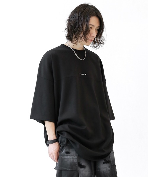 minsobi（ミンソビ）の「フィンガープリントTビッグシルエットT半袖 ユニセックストップス Tシャツワンピース（Tシャツ/カットソー・メンズ・ホワイト/ブラック・FREE）」の20枚目の写真