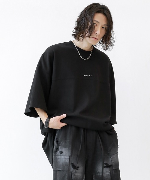 minsobi（ミンソビ）の「フィンガープリントTビッグシルエットT半袖 ユニセックストップス Tシャツワンピース（Tシャツ/カットソー・メンズ・ホワイト/ブラック・FREE）」の17枚目の写真