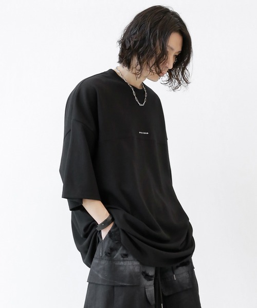 minsobi（ミンソビ）の「フィンガープリントTビッグシルエットT半袖 ユニセックストップス Tシャツワンピース（Tシャツ/カットソー・メンズ・ホワイト/ブラック・FREE）」の22枚目の写真